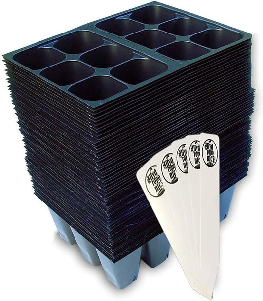 The Hydroponic City Seed Starter Tray, 720 Cells (120 Trays - 6 Cells Per Tray) + Plant Stakes