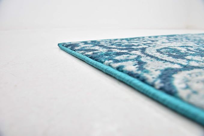 Unique Loom Sofia Collection Area Rug - Grace (8' Square, Turquoise/ Ivory)