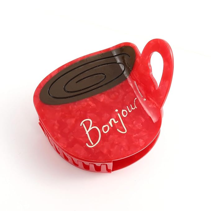 Personalized London Icon Coffee Cup Hair Calw Clip,Fun Acetate Hair Claw Clips for Women Girls Hair Accessories Gift