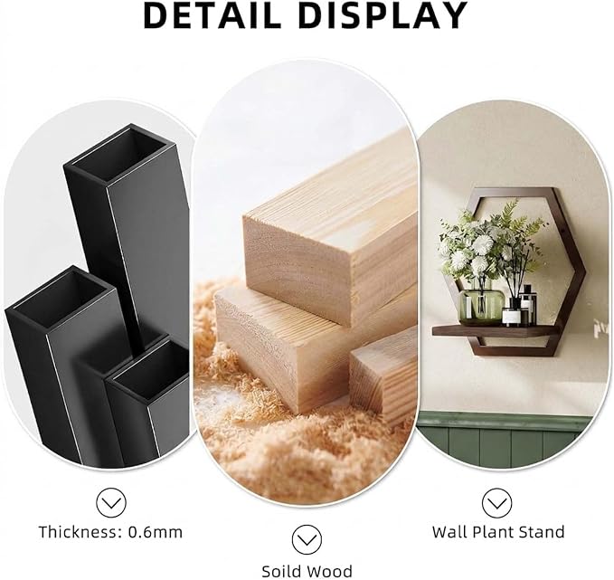 2 Pack Walnut Color Solid Wood & Metal Framework Wall Plant Stands,9 inch Natural Wood Shelf of Indoor,Mid Century Modern Hanging Planter for Outdoor Entryway 25 LB Load for Plants Coffee