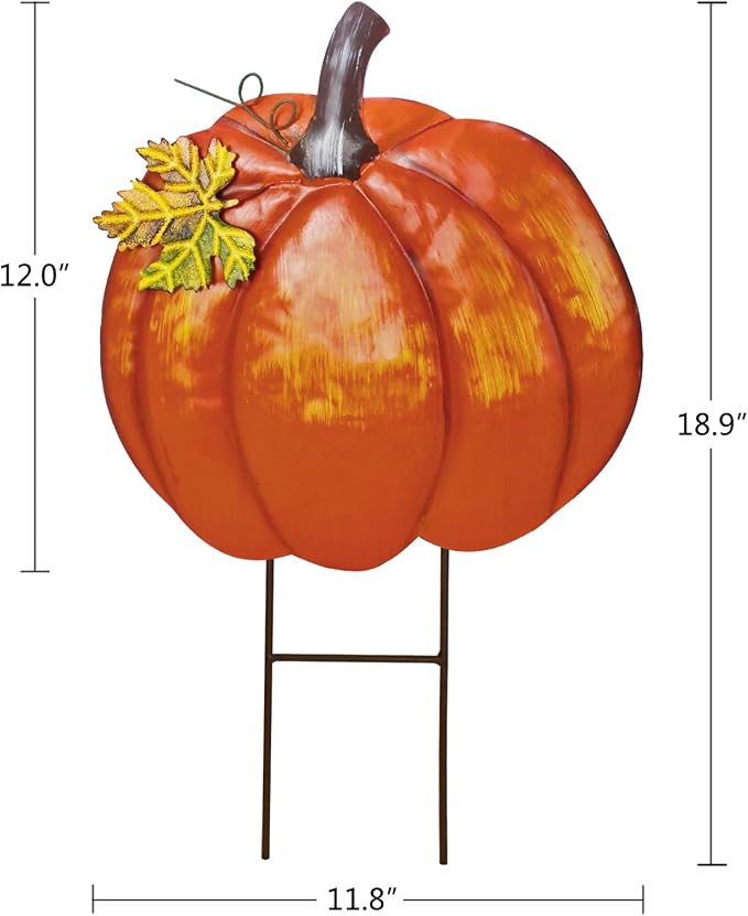 Veclotch Metal Pumpkin Garden Stake Outdoor Fall Decor, Decorative Pumpkin Yard Sign Outside Garden Lawn Décor for Autumn Harvest Thanksgiving Halloween Decoration (1)