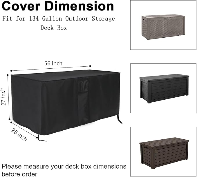Outdoor Deck Storage Box Cover for 134 Gallon Deck Boxes,Waterproof Patio Storage Box Cover - 56 X 28 X 27 Inch
