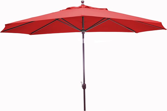 Galtech Deluxe Auto Tilt Market Umbrella, 8ft x 11ft - Outdoor Patio, Deck, Pool, Backyard Stand Alone Umbrella - Oval, Heavy Duty w/Black Frame & Sunbrella Fabric (Jockey Red)