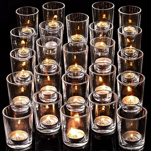 DARJEN 24Pcs Clear Votive Candle Holders Clear Tea Lights Candle Holder by DARJEN