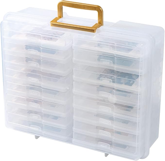 novelinks Photo Storage Box and 16 Inner 4" x 6" Photo Storage Containers | 1Pack Clear, Photo Albums 4x6 Pictures, Photo Organizers and Storage, Card Game Storage, Task Boxes for Special Education