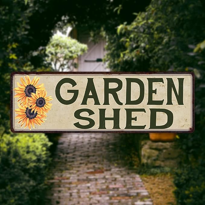 Garden Shed Sunflowers Vegetable Patio Flowers Veggies Metal Sign Wall Décor 6 x 18 Matte Finish Metal 106180016001