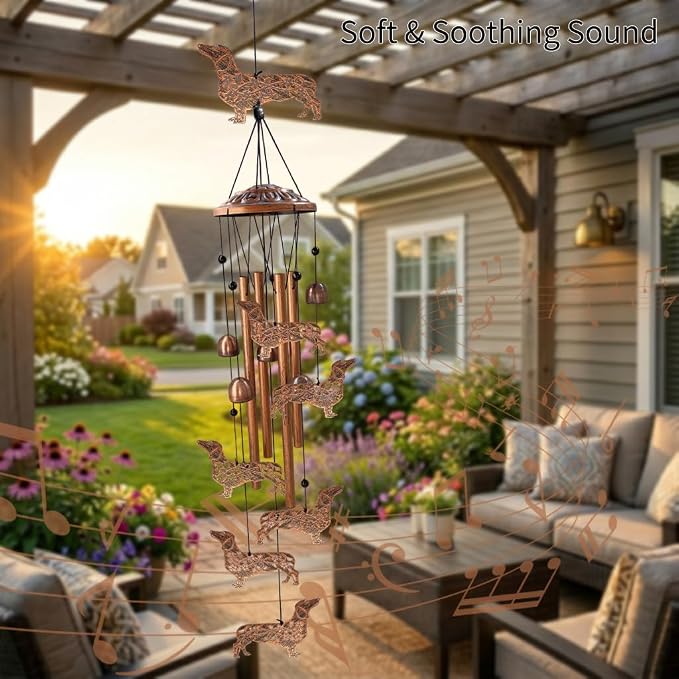 Dachshund Wind Chimes for Outside, Dachshund Gifts for Women/Men/Mom/Grandma/Wife/Friends Birthday Gifts Unique Memorial Metal Windchimes Outdoor/Indoor, Home, Porch, Patio, Yard, Garden Decor