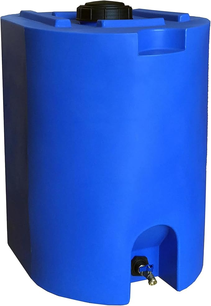 WaterPrepared 2-Pack Stackable Plastic Drinking Water Storage Tank with Spigots, 55 Gallon, Blue - Portable Emergency Hydration Container for Survival or Disaster Preparedness