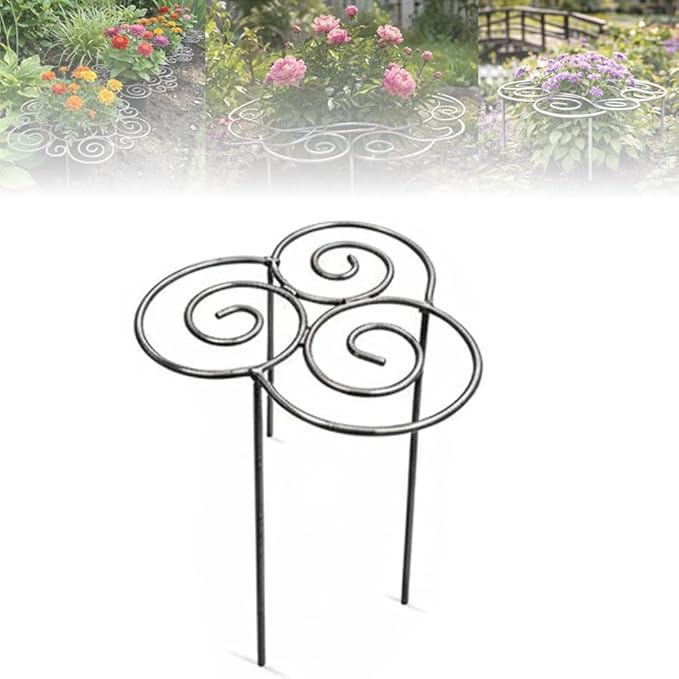 Metal Plant Support Ring for Garden,2026 New Peony Cages Stand,Decorative Grow Through Rings, Stackable Houseplant Stake, Dahlia Cage,Outdoor Orchid Clip Flower Support Frame
