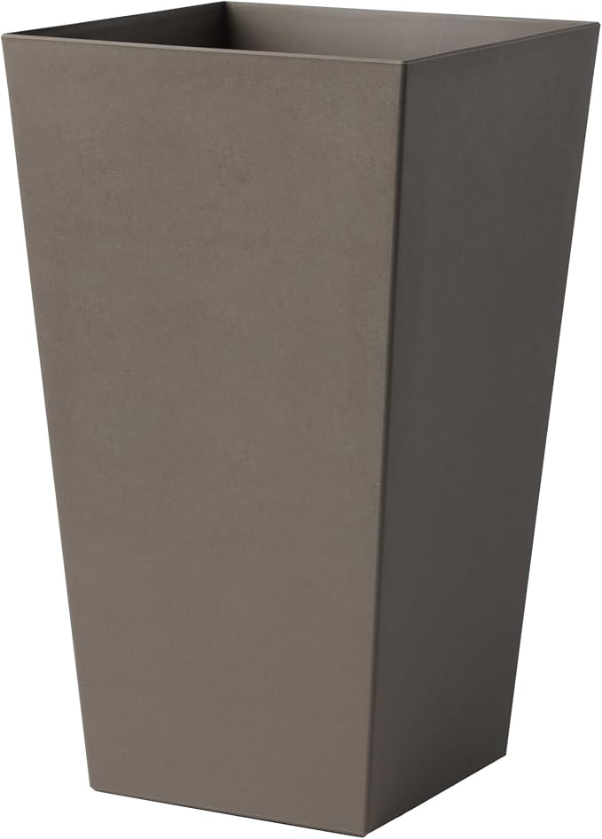 Bloem Finley 20" Tall Tapered Recycled Plastic Planter, Indoor/Outdoor, Peppercorn