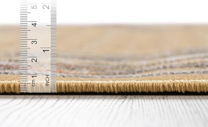 Unique Loom Williamsburg Collection Traditional Border with Dotted Center Area Rug, Rectangular 7' 1" x 10' 0", Yellow/Beige