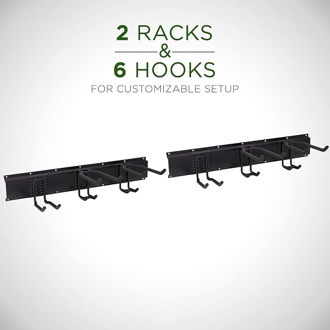 Tool Storage Rack, 8 Piece Garage Organizer, Metal, Wall mounted, Holder for Broom, Mop, Rake Shovel & Tools!