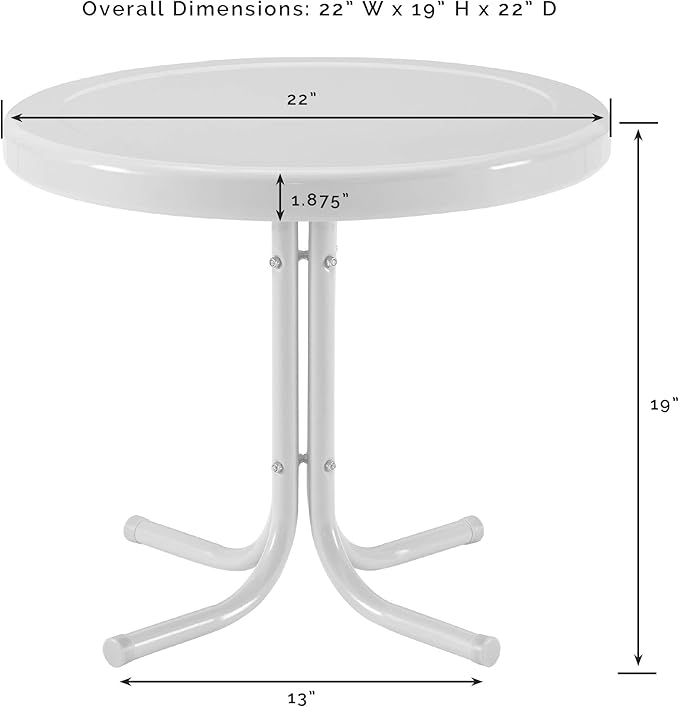 Crosley Furniture Griffith Weather Resistant Retro Metal Outdoor Side Table for Patio, Deck, Porch, Coral Red