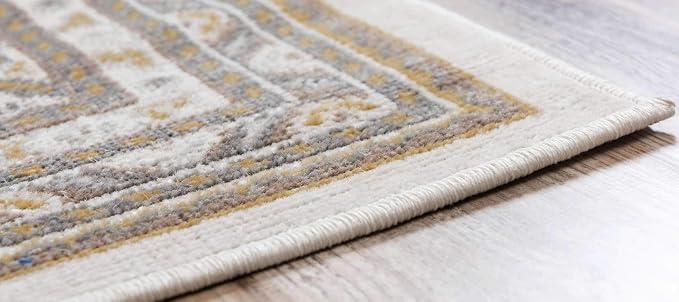 Unique Loom Williamsburg Collection Traditional Border with Dotted Center Area Rug, Rectangular 10' 0" x 13' 0", Beige/Yellow