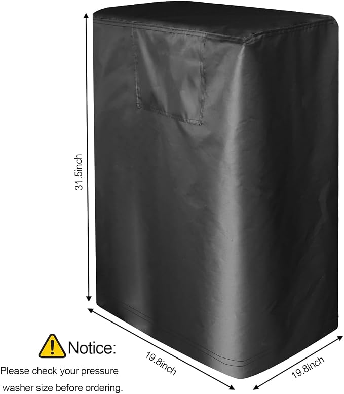 Pressure Washer Cover, Waterproof Cover for Smart Electric Gas Pressure Washer Machine, Outdoor Dust Cover for Electric High Pressure Cleaner (Black, 19.8x19.8x31.5inch)