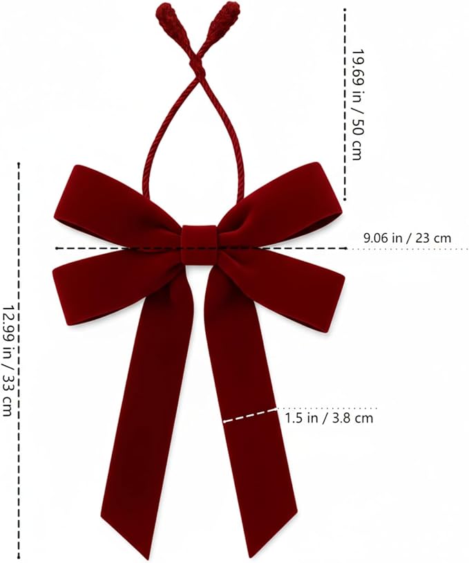 36 Pcs 20 Inches Christmas Garland Ties with Large Velvet Bows Decorative Reusable Twist Tie Bows for Banister Christmas Indoor Outdoor Holiday Wreath Decorations(Burgundy)
