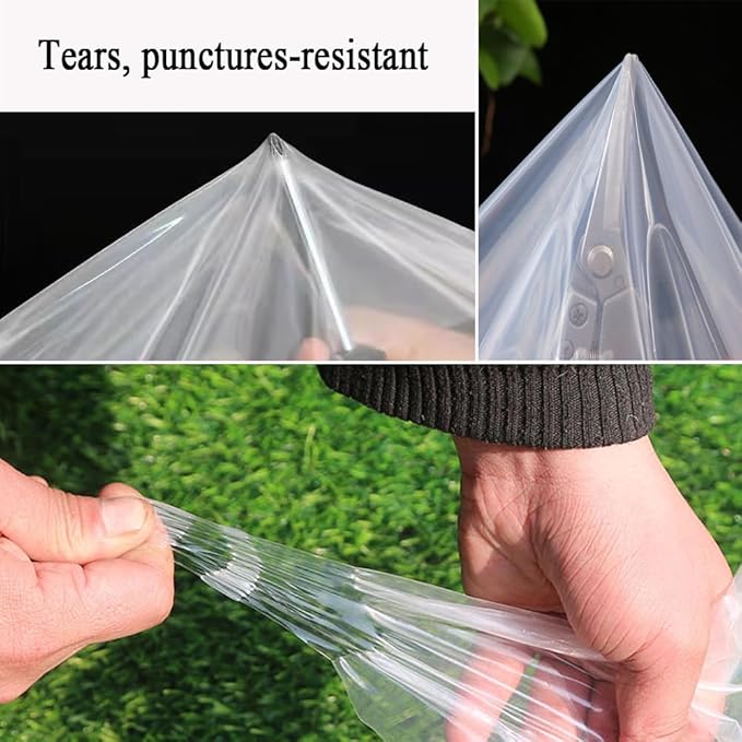 12x25 Ft Clear Plastic Floating Row Cover Freeze Protection, 2.4 Mil Polyethylene Plant Cover for Farm, Vegetable, Garden Beds, Greenhouse Plastic Sheeting for Frost Rain Snow Wind Against