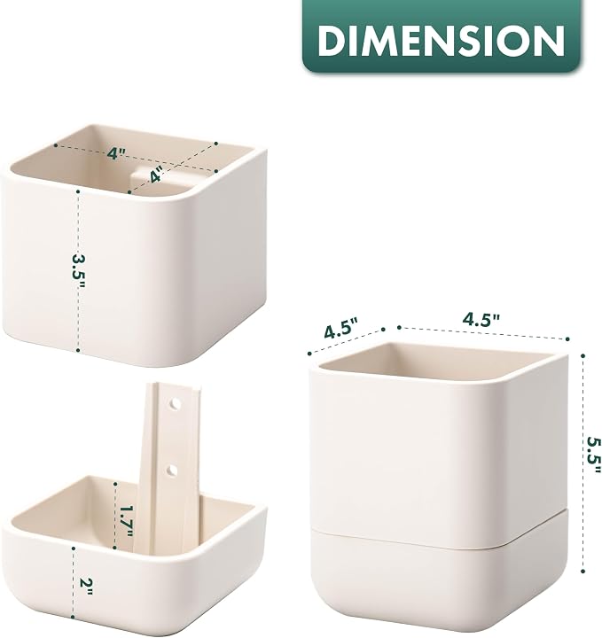 Phoenix Vine 4.5 Inch Wall Mounted Self-Watering Planter Pot for Indoor Houseplants and Herbs | Hanging Planter for Window Sills, Bathroom Walls, Home & Office Décor, Oatmeal, Set of 3, 01-B-G-3