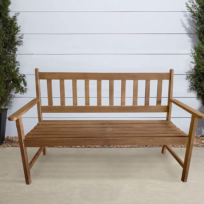 Patio Furniture Outdoor Patio Bench Wood Garden Bench Park Bench Acacia Wood for Pool Beach Backyard Balcony Porch Deck Garden Wooden Furniture, Natural Oiled