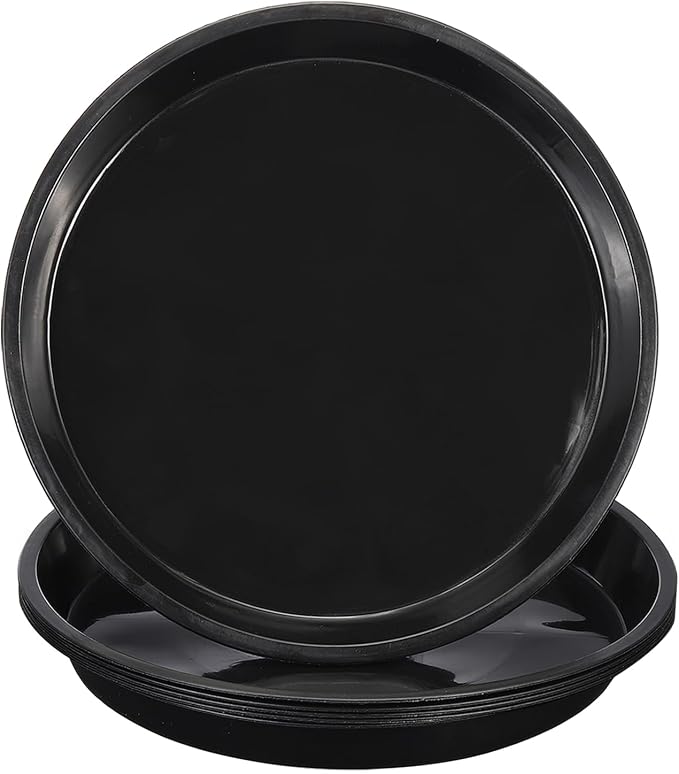 PATIKIL 6 Pack Large Plastic Plant Saucer 23 Inch Plastic Plant Tray for Pots Flower Round Plant Dish Plant Drip Trays Water Tray Pot Drainage Tray for Indoors Outdoors Garden, Black
