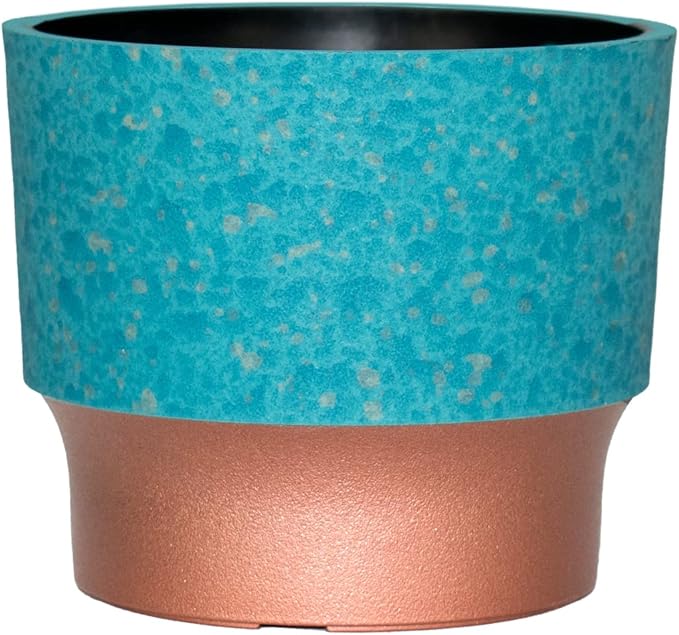 The HC Companies 5 Inch Sprite Succulent Pot 4.84"x4.84"x4.16Inch in Faux Turquoise with Copper Bottom Color
