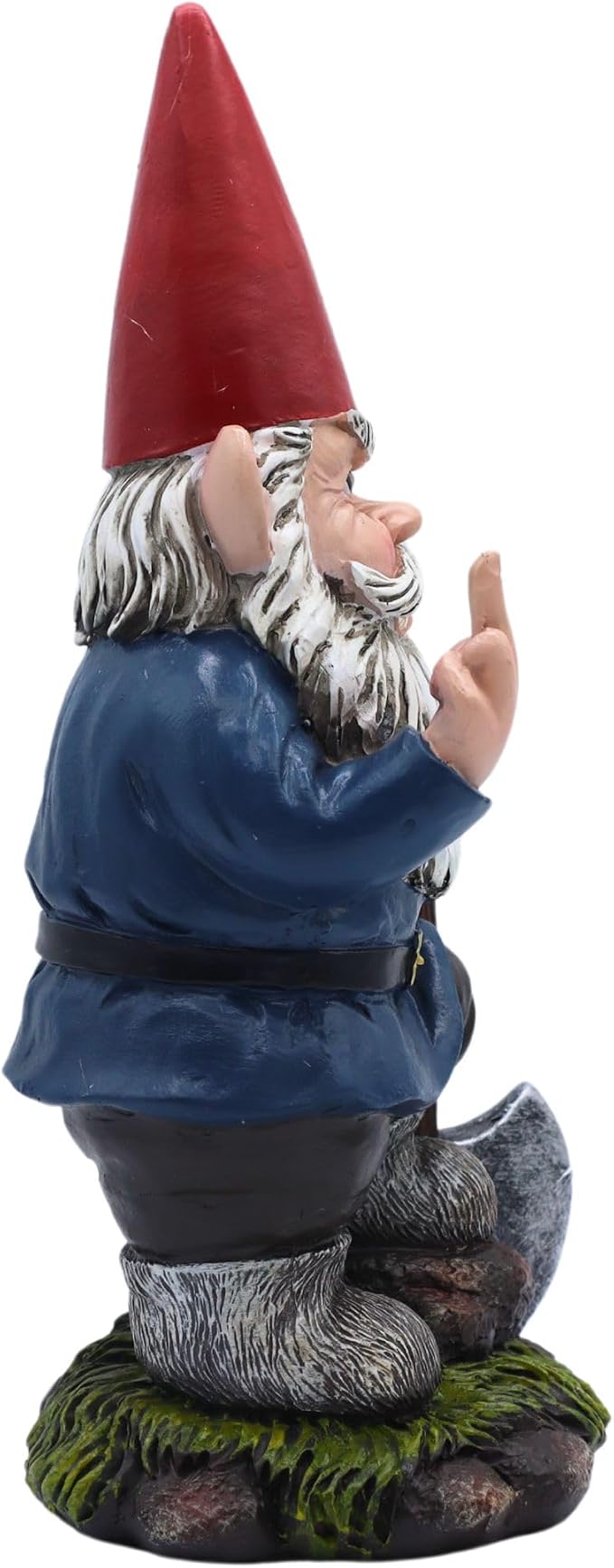 Candy Creations On Cloud 9 Angry Garden Gnome with a Shovel Holding Up Middle Finger, Outdoor Decor, Funny Statue
