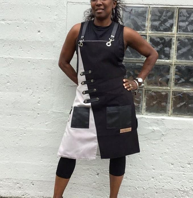MONAPRON Apron for Women and Men Waterproof Canvas Extra Pocket for Chef Barista Gardening BBQ Grilling Crossback Unisex