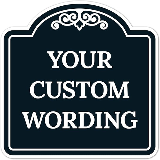 Custom Decorative Sign, Personalized Metal Sign for Business, Driveway, Home, Airbnb, Office Door Plaque, Black Background Sign, 24x24 Inches, ACM, Fade Resistant, Made in USA by Sigo Signs