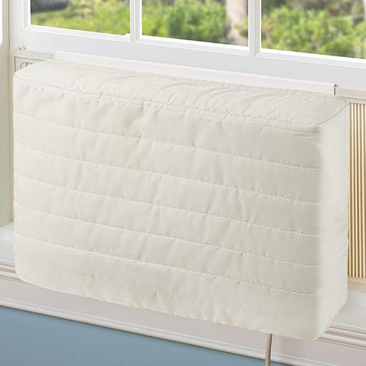 COSFLY Indoor Air Conditioner Cover, Window AC Cover, 21”L x 15”H x 3”D | For Inside, Double Insulation, All-Weather Draft Protection, Elastic Drawstring, Beige