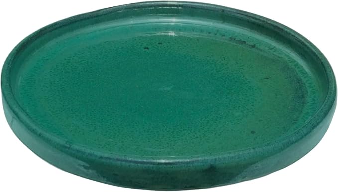13.5 Inch Plant Saucer (Ceramic) - Round Jade Flower Pot Tray - Handcrafted, Durable Planter Base