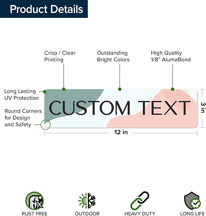 Custom Sign, Christmas Gift Custom Street Sign, 11 Font Colors, 13 Font Styles, 4 Hole Options, 22 Sizes, 3x12 Inches, Rust Free DiBound, Fade Resistant, Made in USA by My Sign Center (Minimalist)