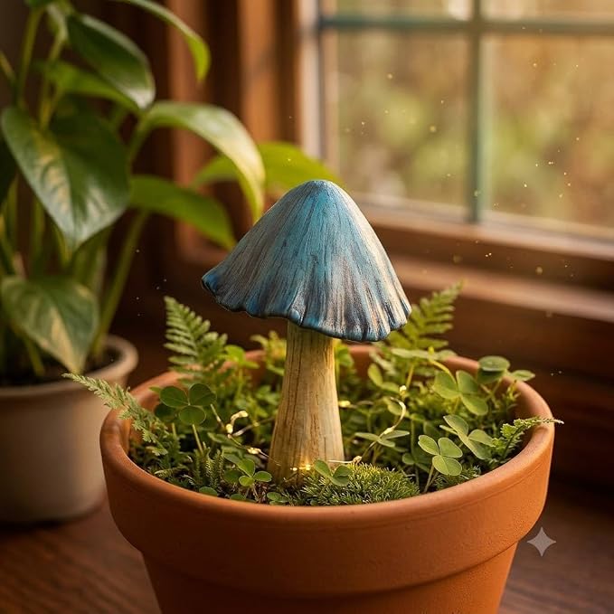 Fairy Garden Accessories Outdoor Mushroom Decor - 6 PCS Colorful Mushroom Figurines, Miniature Garden Statues and Lawn Ornaments for Outside Yard Art, Patio Plant Pot Decoration