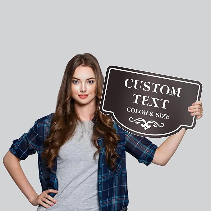 Custom Sign - Custom Sign Outdoor Metal,Personalized Metal Signs for Outside,Yard,Wall,Office,Business,Garden,Gate,Porch,Garage Ultra Clear Waterproof 10 x 6.2 inch