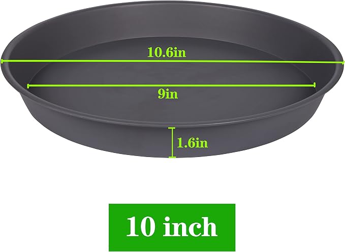 2 Pack of 10 inch Plant Saucer Gray, Heavy Duty Plastic Plant Saucer 10 inch Round, Durable Plant Tray for Pots, Plant Saucers for Indoors, Plant Trays for Planter 9"/10" (10", Cement)