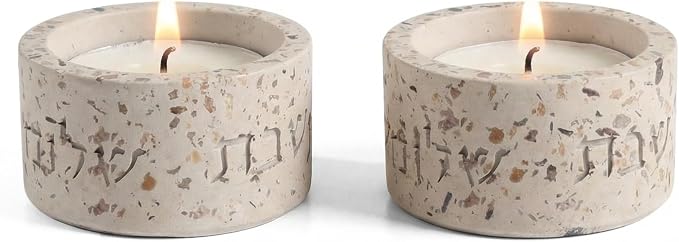 Suri Shabbat Candle Holder – Compact Jewish Candlesticks for Shabbat & Holidays, Modern Metal Design, Decorative Candle Holders Ideal for Table & Gift (Pink)