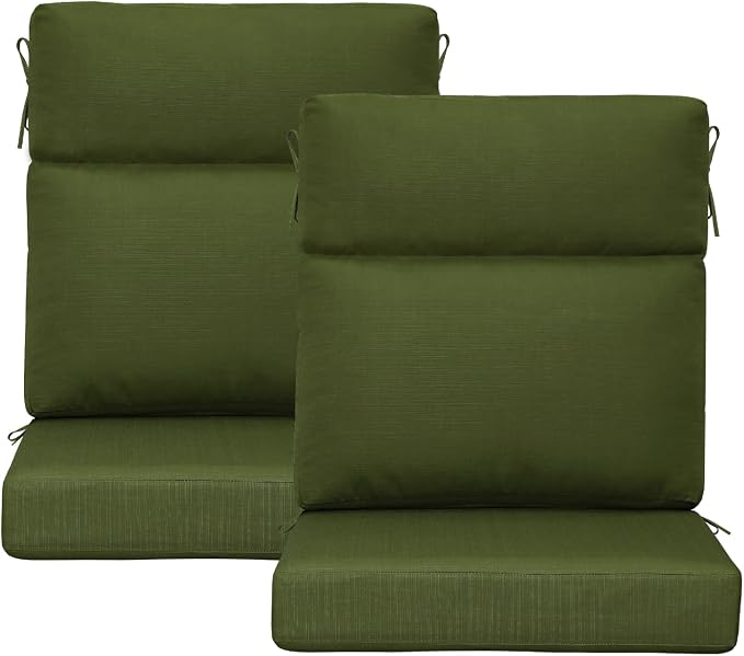 Outdoor High Back Chair Cushion, 2 Pack 44x21 inches Patio Chair Cushions Water Repellent Rocking Cushions Indoor Furniture Seat Pad, Deep Forest Green