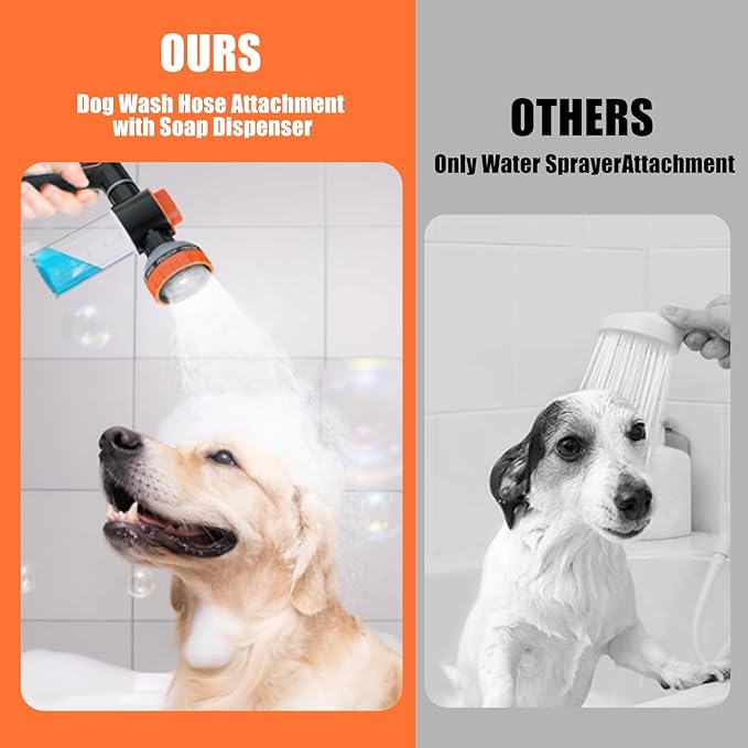 Dog Shower Attachment with Metal 3-Way Shower Diverter & 100inches Shower Hose for Bathroom Showr Arm, Dog Wash Hose Nozzle Sprayer for Easy Pet Bathing Dog Washing Hose Attachment