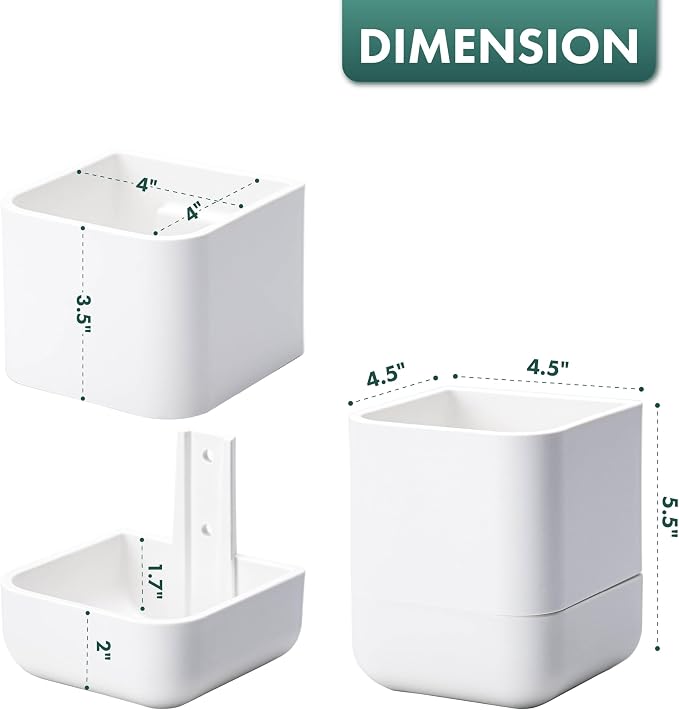 Phoenix Vine 4.5 Inch Wall Mounted Self-Watering Planter Pot for Indoor Houseplants and Herbs | Hanging Planter for Window Sills, Bathroom Walls, Home & Office Décor, White, Set of 1, 01-B-D-1