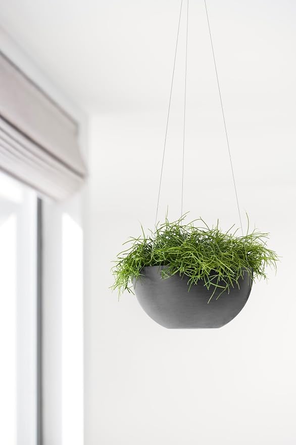 Ecopots Hanging Brussels Durable Modern Round Indoor/Outdoor Recycled-Based Composite Flower Pot Planter, Pure White, 10.5"