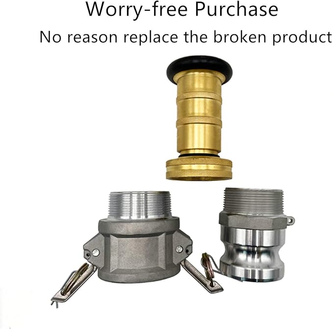 SAFBY Fire Hose Nozzle NPSH/NPT Thermoplastic Fire Equipment Spray Jet Fog with Aluminum Female and Male Fitting (1.5 Inch Brass)
