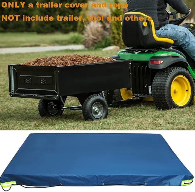 Tipping Trailer Cover for Lawn Tractor - Waterproof Heavy Duty Utility Wagon Tow Outdoor Steel Dump Cart Cargo RV Trailer Camper 86.6x49x5in Blue