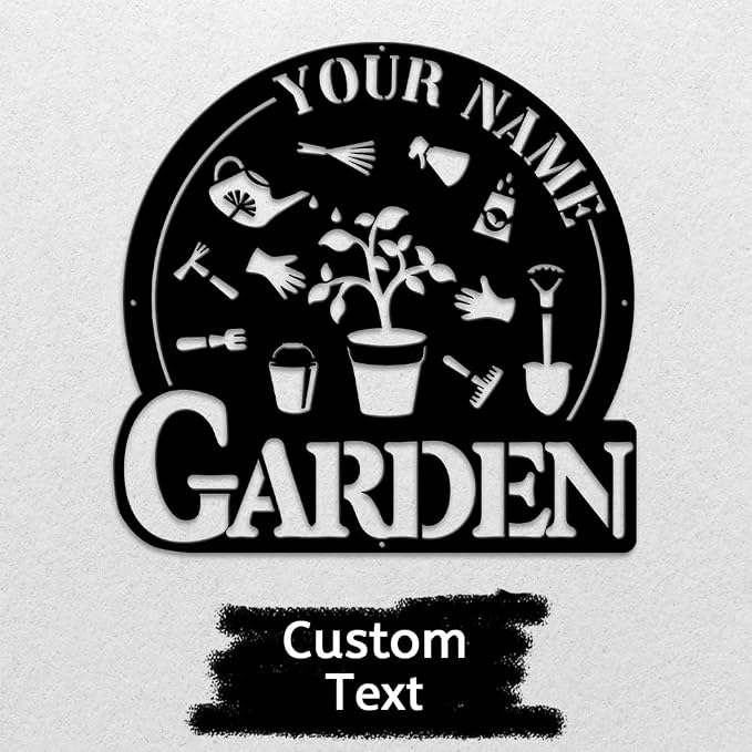 MeMate Garden Metal Signs, Garden Sign to Personalize, Personalized Metal Outdoor Decor, Custom Name Plaque for Women Mom Grandma, Rustic Decorations for She Shed, Potting Shed