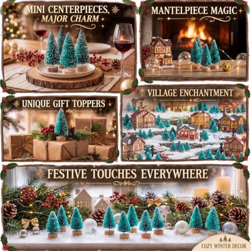 Sumind 96 Pcs Mini Bottle Brush Trees Small Christmas Trees, Light Green - Image 6