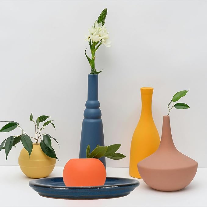 W&W Ceramic Plant Saucer - Plant Trays for Indoor Pots (Blue, 10 inches, 2 Packs)