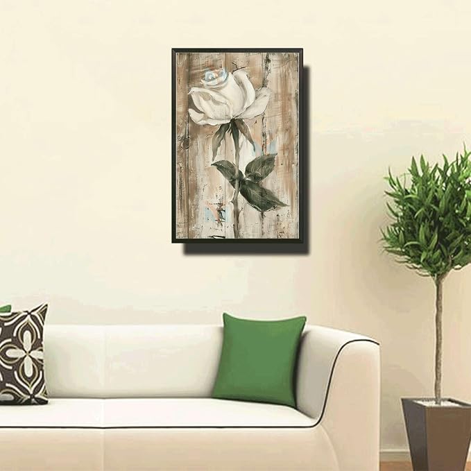 Metal Sign Tin Sign Vintage Wall Art White Rose Vintage Tin Sign for Shabby Chic Interiors Weathered Texture and Corrosion Resistant A Vintage Metal Sign for Club 6×8 Inches with Metal Frame