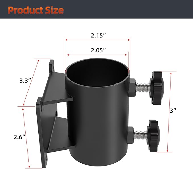 Deck Umbrella Mount Stainless Steel Patio Umbrella Holder, Umbrella Clamp Mount for Deck Railing Heavy Duty Outdoor Umbrella Clamp, Black