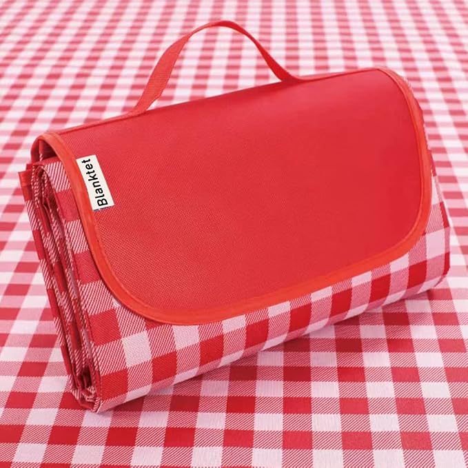 K Y KANGYUN Outdoor Picnic Blankets, Extra Large Beach Blanket, Foldable Lightweight Waterproof Sand Mat, Picnic Blanket 80" x 60" for Beach Camping Hiking Park Patio (Red, 80x60 inch)