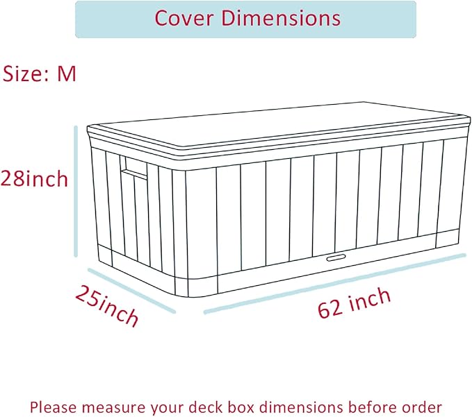Himal Deck Box Cover, Waterproof 600D Oxford, 62 x 28 x 25 in | Heavy-Duty 600D Fabric, Waterproof Protection, UV Resistant, Outdoor Storage Cover, Waterproof Outdoor Furniture Covers