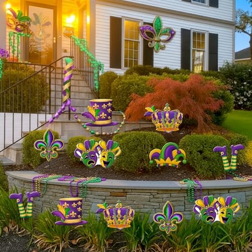 6 Pcs Mardi Gras Metal Garden Stakes Mardi Gras Carnival Metal Garden Signs Yard Stakes Outdoor Decor for Carnival Party Home Lawn Porch Holiday Front Backyard - Image 6