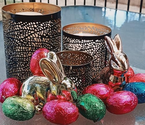 Lazy Gifts Set of 3 Black and Gold Metal Candle Holders – Decorative Tabletop Candle Holder Set for Pillar, Votive & Tealight Candles, Modern Home Décor Accent - Image 2